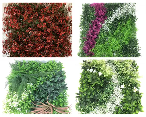 Matchende ferdigheter med kunstig gressvegg og kunstige hengende planter