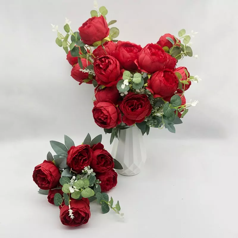 Silkeblomster faux peony bukett