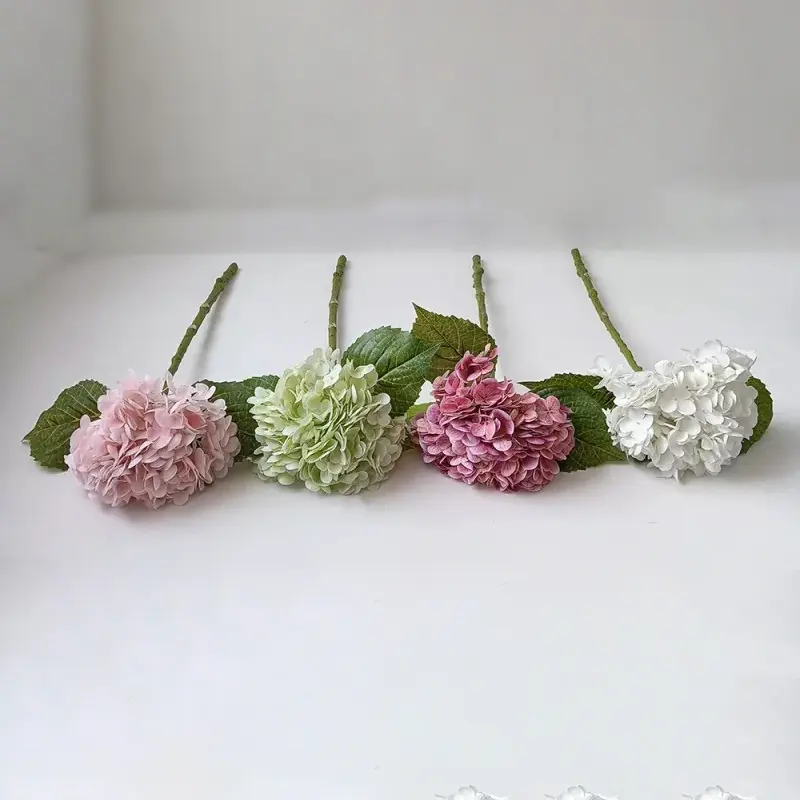 Enkelt stilk ekte berøring kunstig hortensia